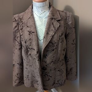 Coldwater Creek Brown Tweed Floral Suit Jacket Blazer 16